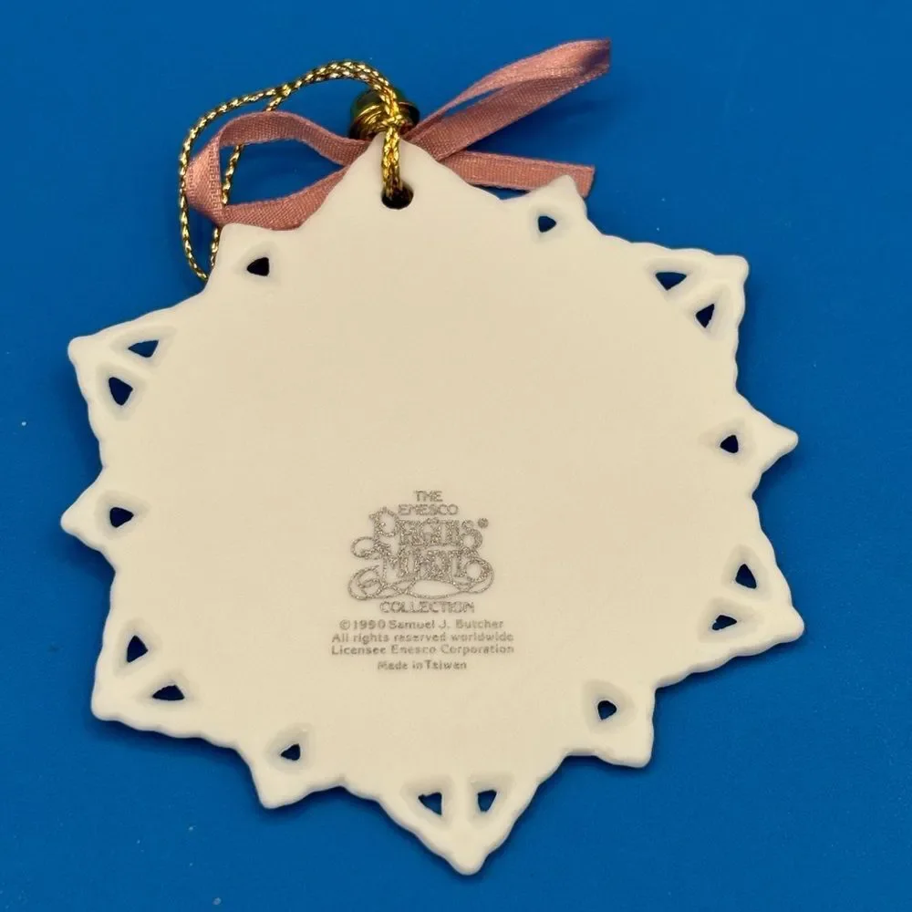 Vtg Precious Moments Bisque Porcelain Star Christmas Ornaments-3-Religious - Picture 3 of 12